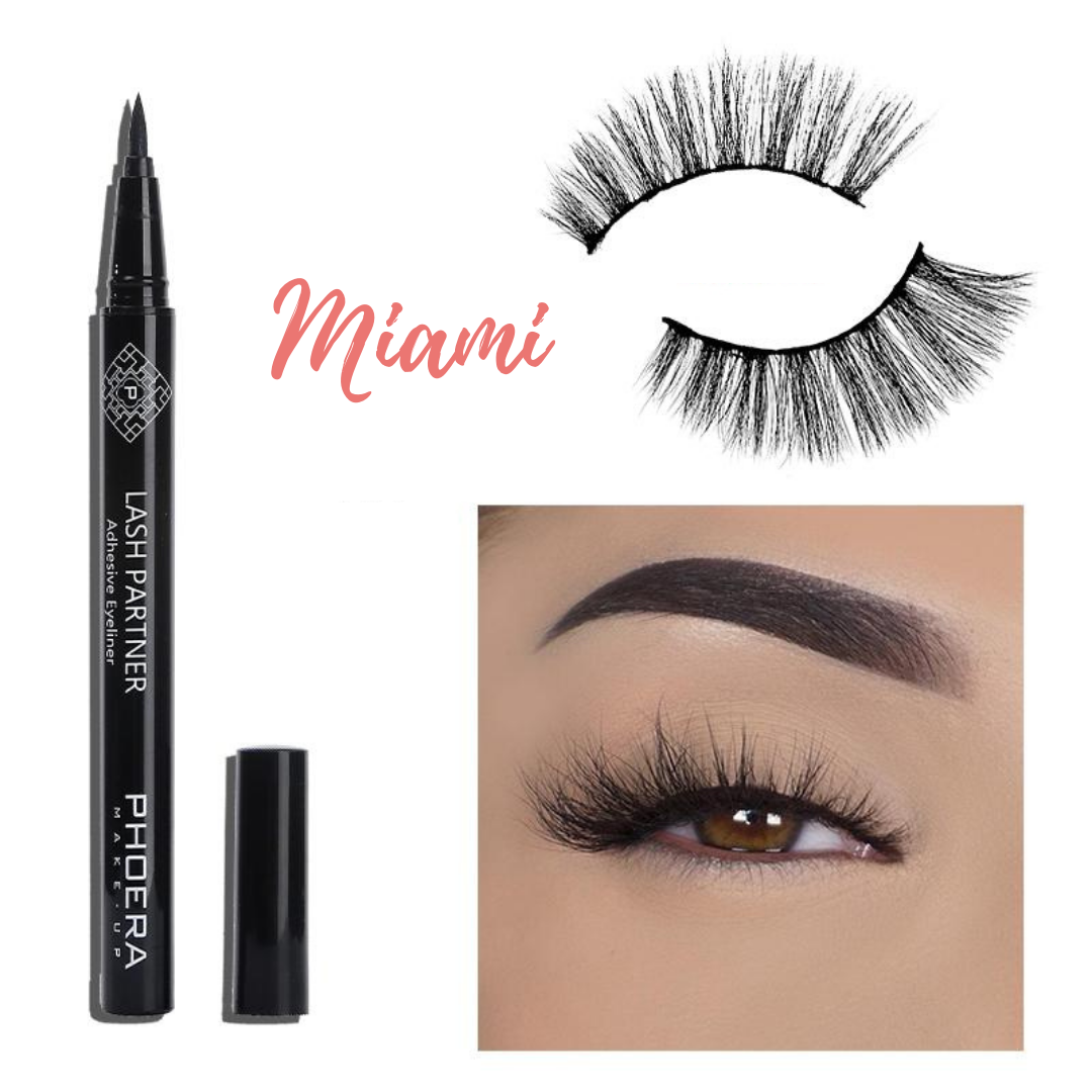 PHOERA 9D Synthetic Mink Lashes & Adhesive Eyeliner Kit